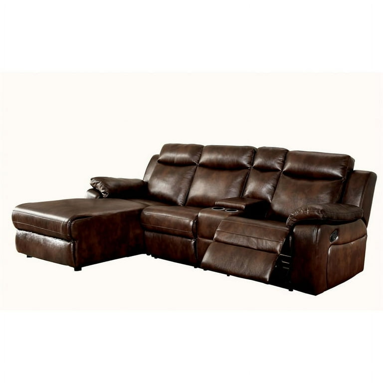 Furniture of america faux leather reclining sectional with chaise deals