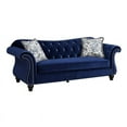 thumbnail image 1 of Furniture of America Basonne Glam Fabric Nailhead Trim Sofa in Blue, 1 of 7
