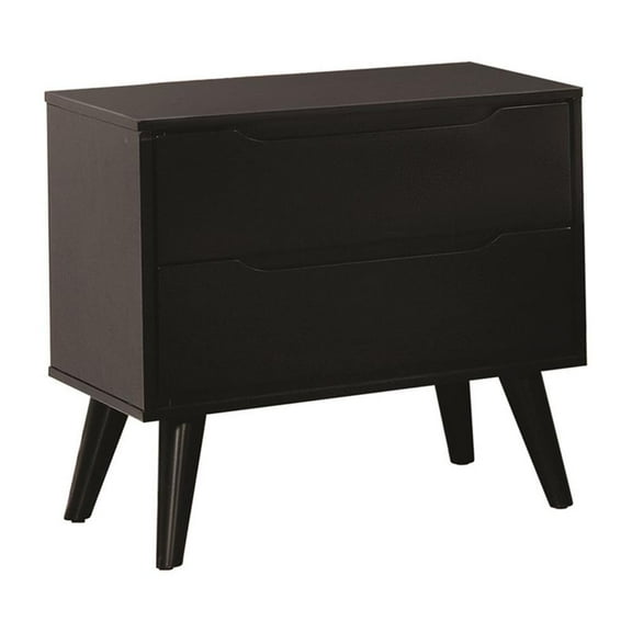 Furniture of America Belkor Mid-Century Modern Wood 2-Drawer Nightstand in Black