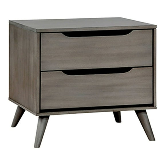 Furniture of America Belkor Mid-Century Modern Wood 2-Drawer Nightstand in Gray