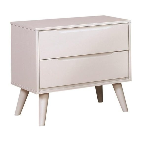 Furniture of America Belkor Mid-Century Modern Wood 2-Drawer Nightstand in White