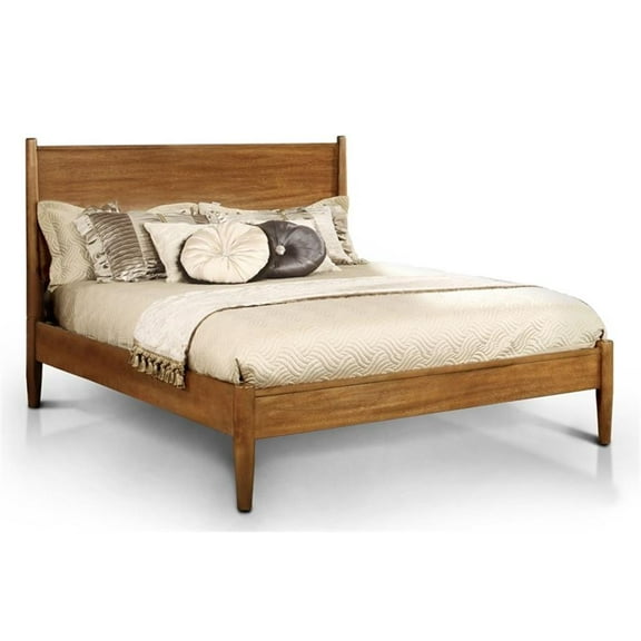 Furniture of America Belkor Solid Wood California King Platform Bed in Oak