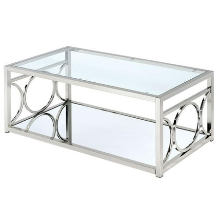 Furniture of America Beller Contemporary Metal 1-Shelf Coffee Table in Chrome