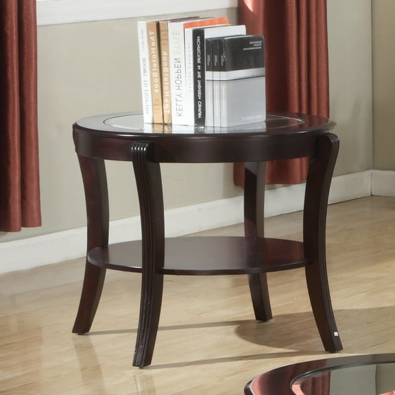 Furniture of America Bello Glass Top End Table, Espresso