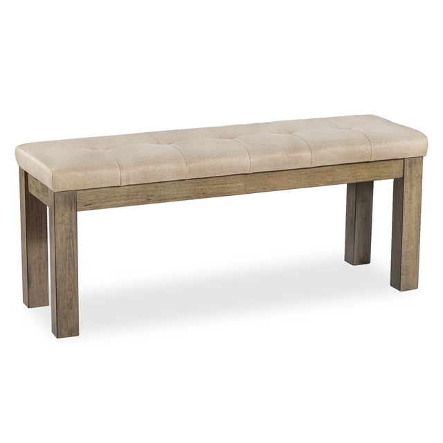 Furniture of America Bend Wood Dining Bench, Light Brown and Beige ...