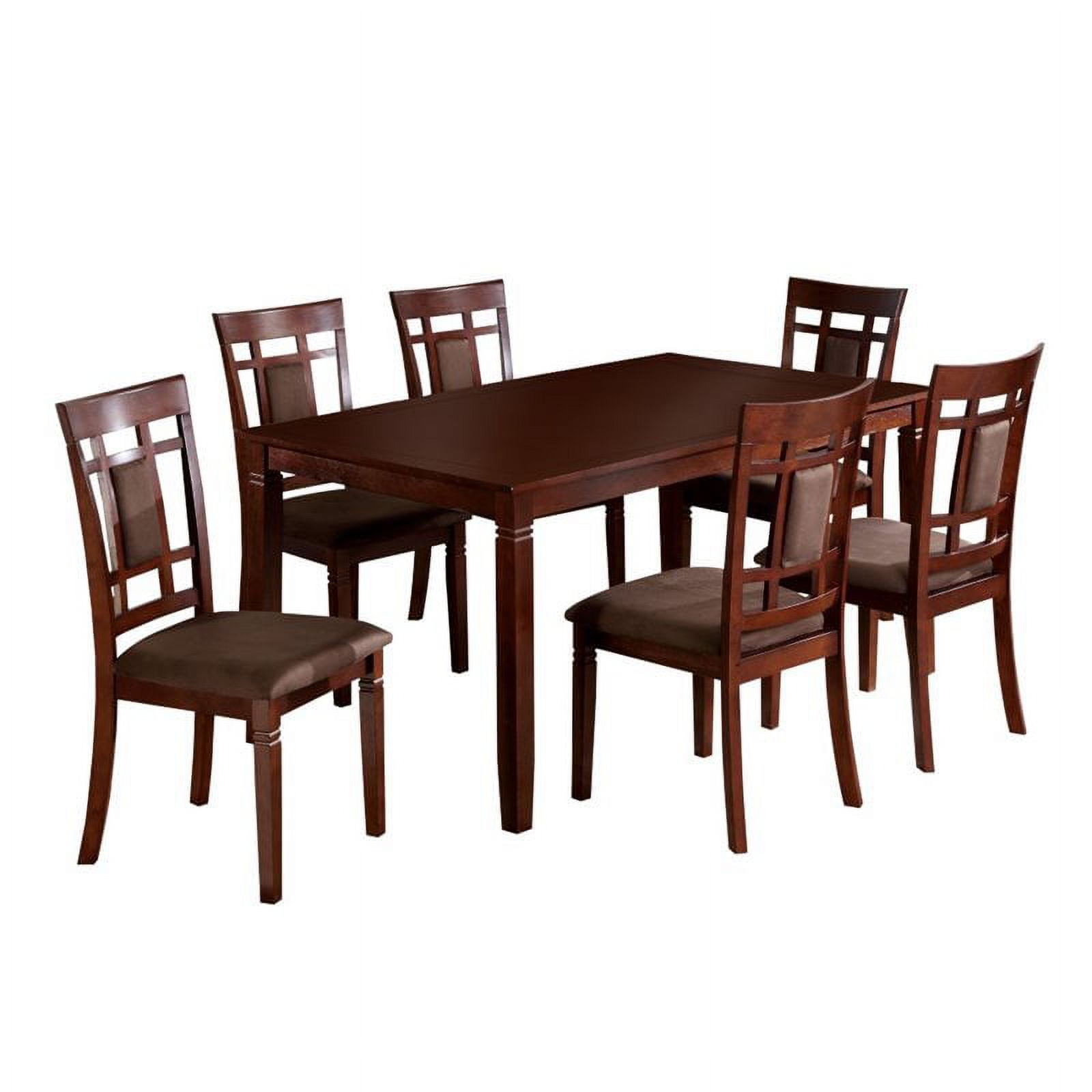 Furniture of America Benny Transitional 7 Piece Wood Dining Set in Dark Cherry