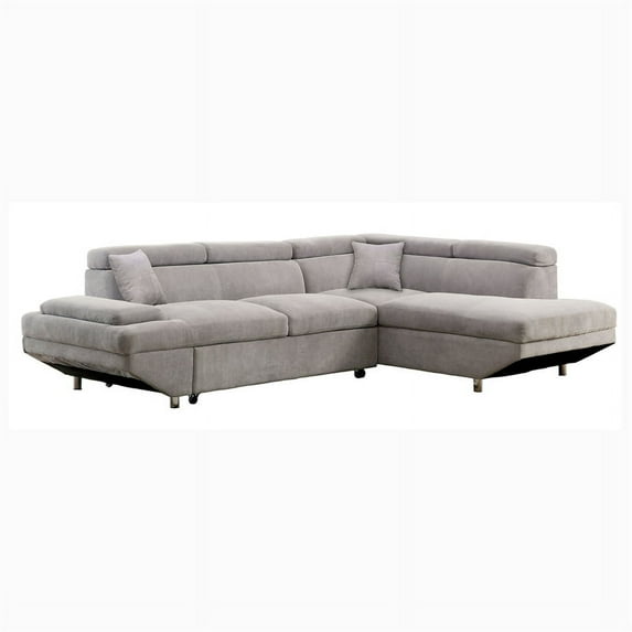Furniture of America Berguin Fabric Right Facing Sleeper Sectional in Gray