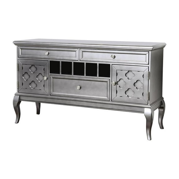 Furniture of America Bethlehem Wood Wine Rack Sideboard in Gray