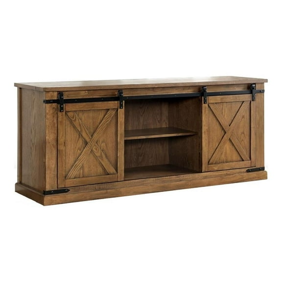 Furniture of America Birch Wood 72" Length TV Stand in Dark Oak