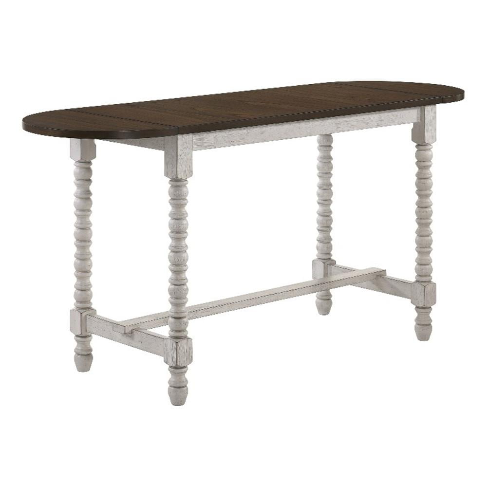 Dark Walnut and Antique White Extendable Rubberwood Counter Height Table