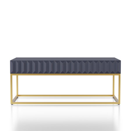 Furniture of America Bird Contemporary 47-inch Steel 2-Drawer Coffee Table by Antique Blue Goldtone Finish,Antique