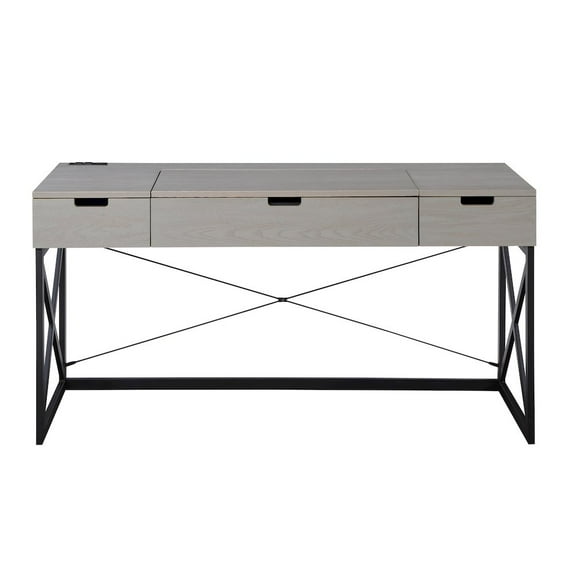 Furniture of America Blagica 60 Inch Antique White Wood Lift Top Desk