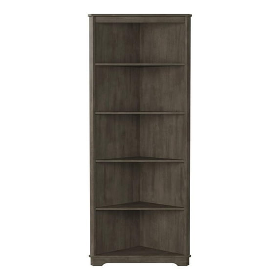 Furniture of America Blenham Transitional Wood Corner Bookcase in Antique Gray