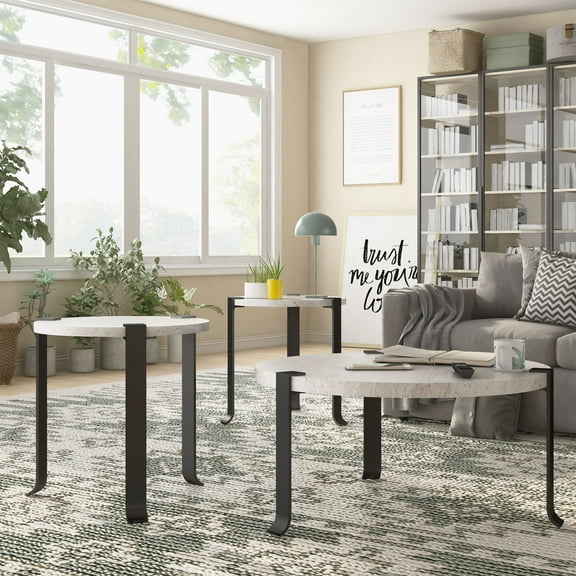 Furniture of America Bodie 3-Piece Coffee Table Set, Antique White