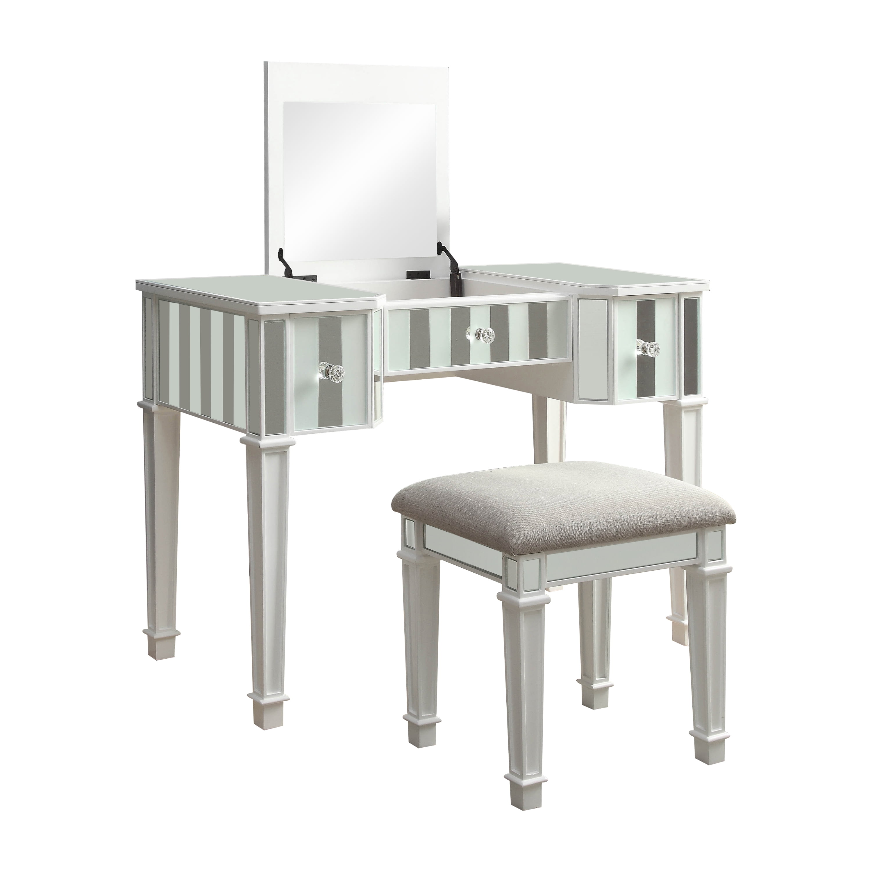 Furniture of America Boise Contemporary 2-Piece Lift-Top Vanity Set, White