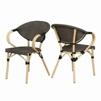 Furniture of America Borda Aluminum Patio Arm Chair in Brown (Set of 2)