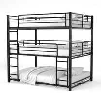Furniture of America Botany Metal Queen Triple Bunk Bed in Sand Black