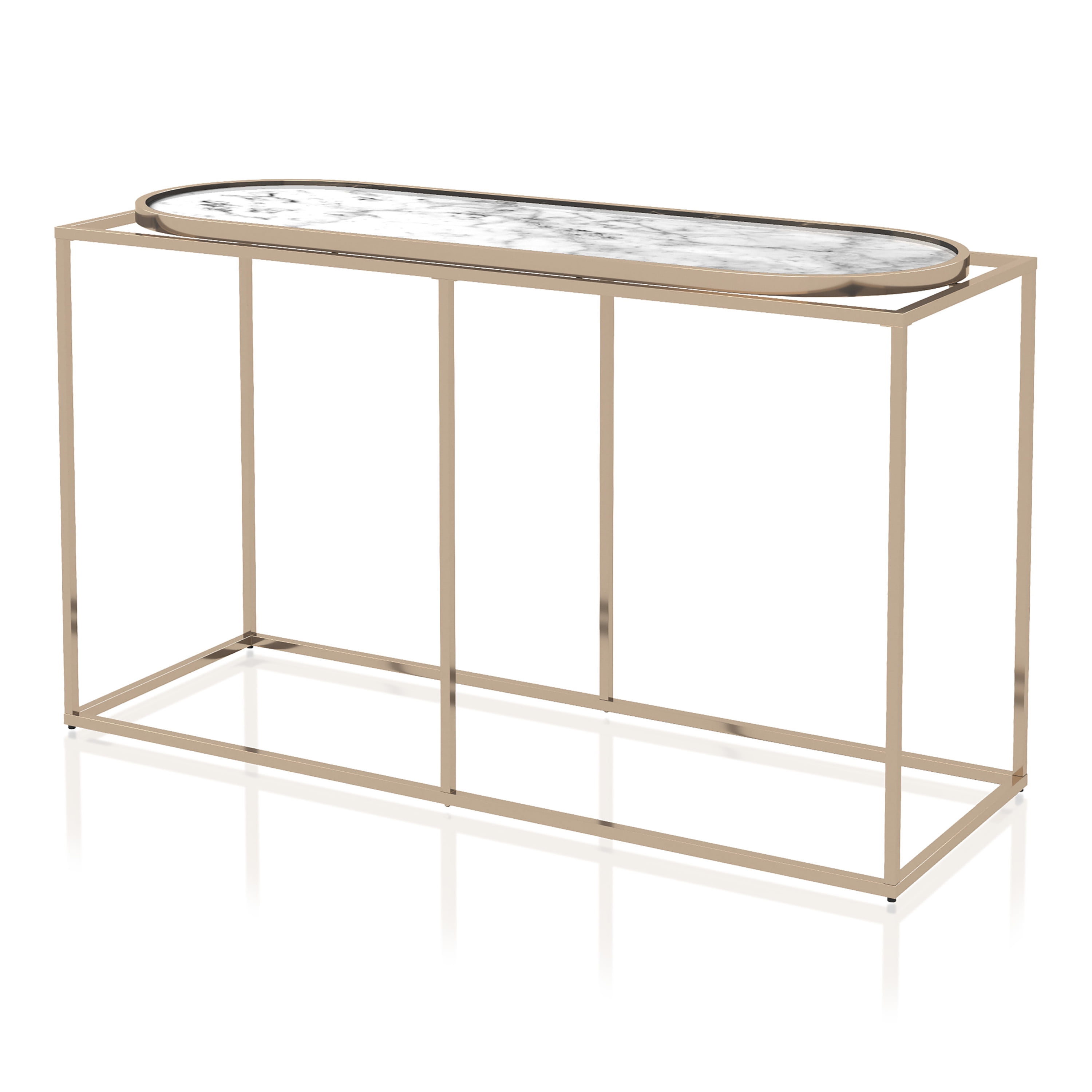 Los Gatos Gold Metal Frame White Faux Marble Console Table
