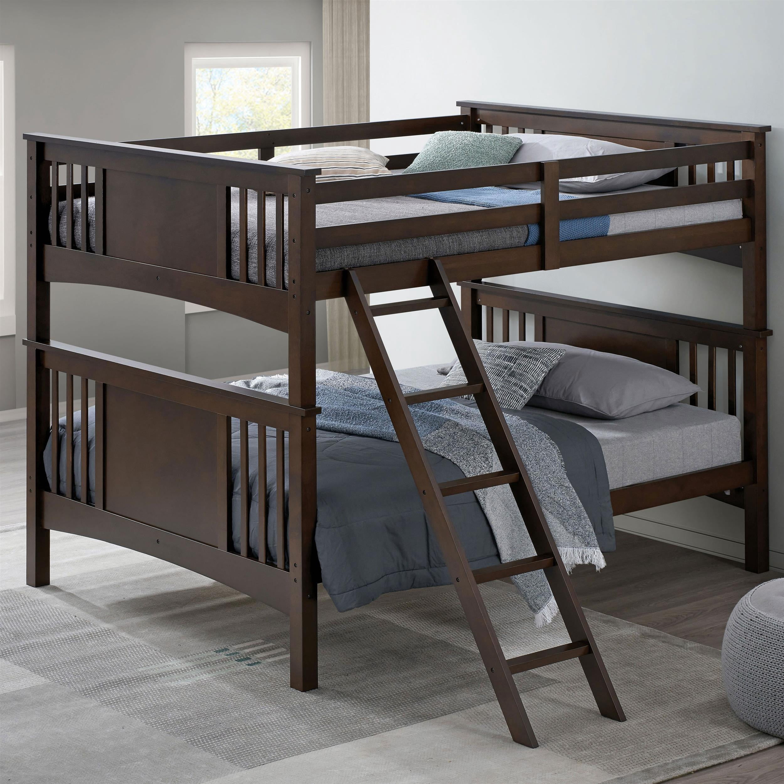 Furniture of America Brandster Solid Wood Full Over Full Bunk Bed in ...