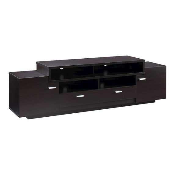 Furniture of America Braswell Wood Multi-Storage 72-Inch TV Stand in Cappuccino