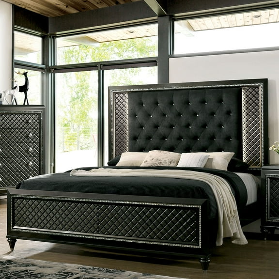 Furniture of America Braylene Bed, Queen, Metallic Gray and Black