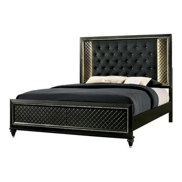 Furniture of America Braylene Wood Tufted Panel Cal King Bed in Metallic Gray
