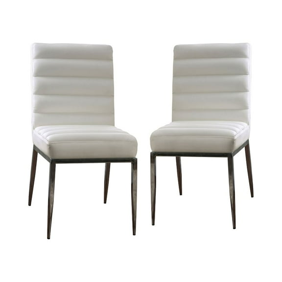 Furniture of America Bridgerville White Faux Leather Side Chair (Set of 2)