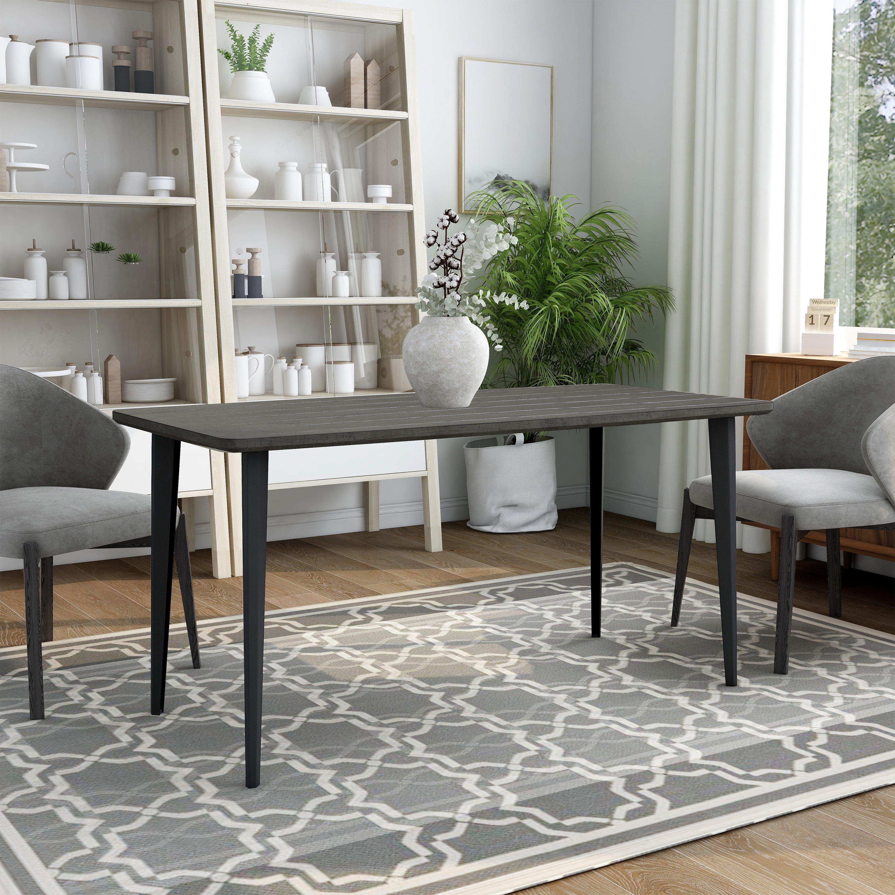 Furniture of America Brigg Rectangle Wood Gray and Black Dining Table ...