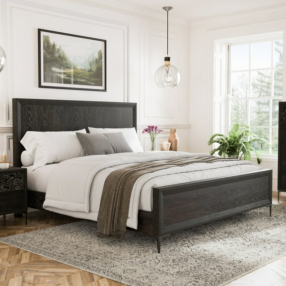 Furniture of America Brio Solid Wood Queen Panel Bed, Espresso
