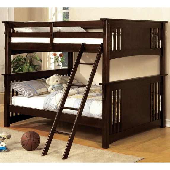 Furniture of America Bristy Wood Bunk Bed, Full/Full, Dark Walnut