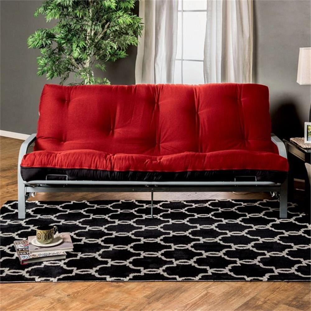 Red 8-Inch Innerspring Futon Mattress with Cotton and Polyester Upholstery