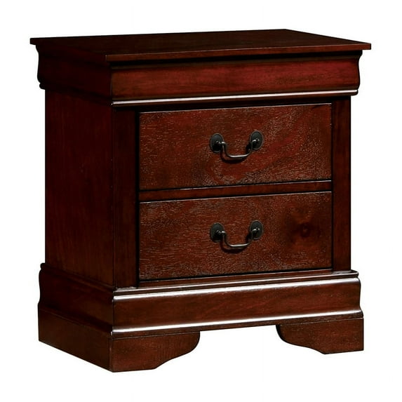 Furniture of America Brodus Solid Wood 2-Drawer Nightstand in Cherry
