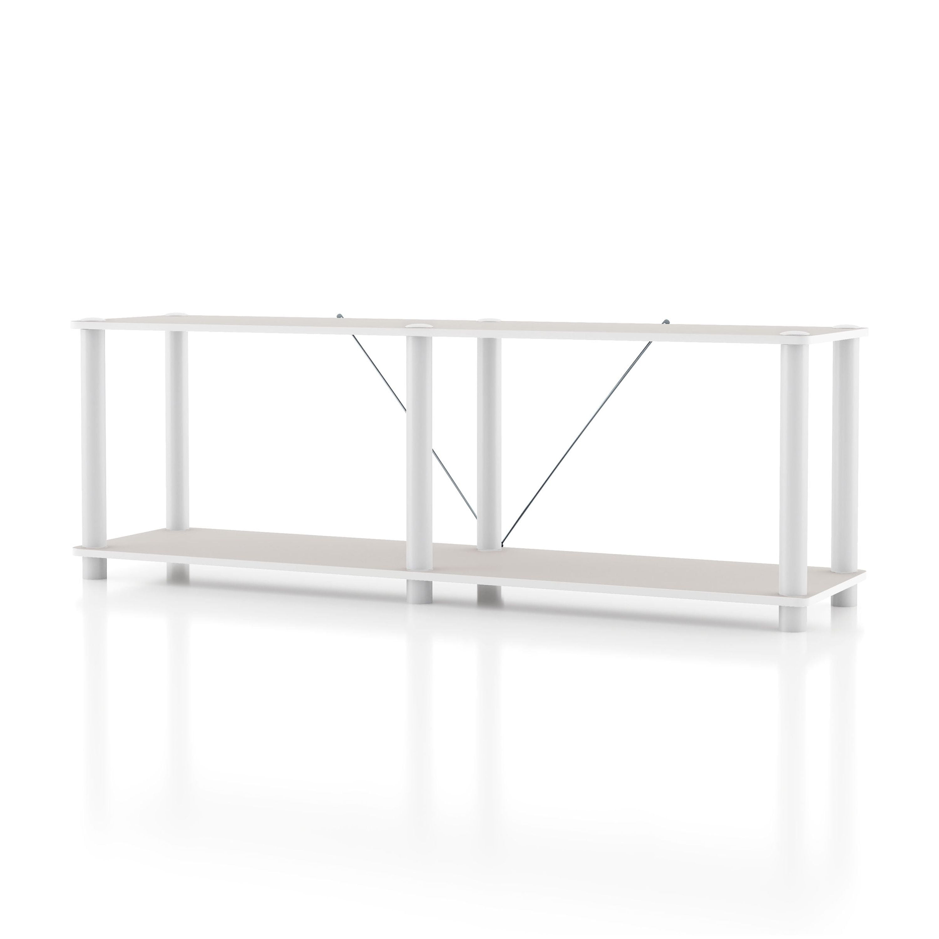 Taupe Grey Modern Engineered Wood 2-Tier Wide Shelf Unit