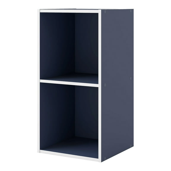 Furniture of America Brooks Stackable 2-Cube Wood Steel Blue Bookcase
