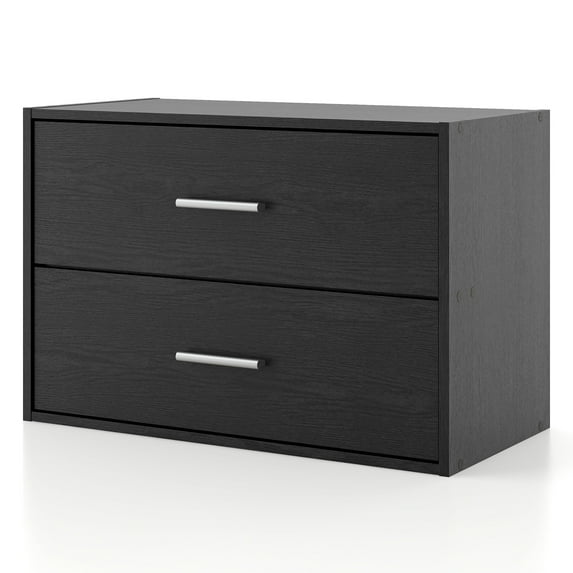 Furniture of America Brooks Stackable 2-Drawer Wood Black Cabinet