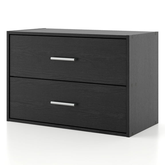 Furniture of America Brooks Stackable 2-Drawer Wood Black Cabinet