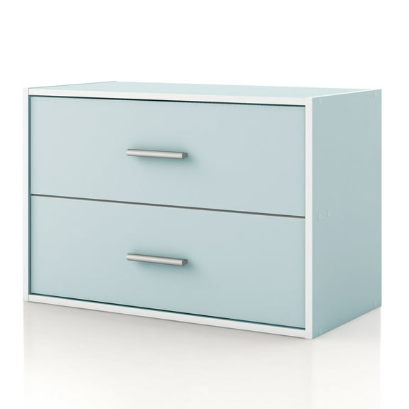 Furniture of America Brooks Stackable 2-Drawer Wood Light Blue Kids Cabinet