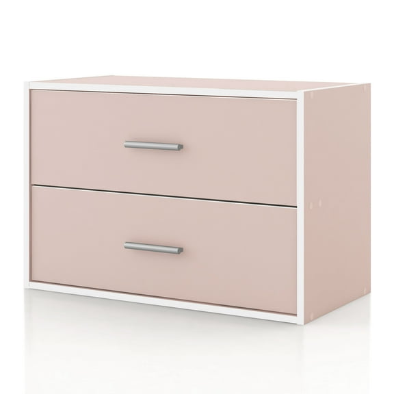 Furniture of America Brooks Stackable 2-Drawer Wood Light Pink Kids Cabinet