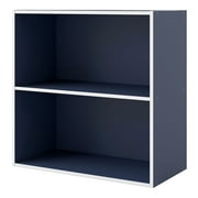 Furniture of America Brooks Stackable 2-Tier Wood Steel Blue Bookcase