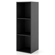 Seni Stackable Wood 3-Cube Bookcase in Black