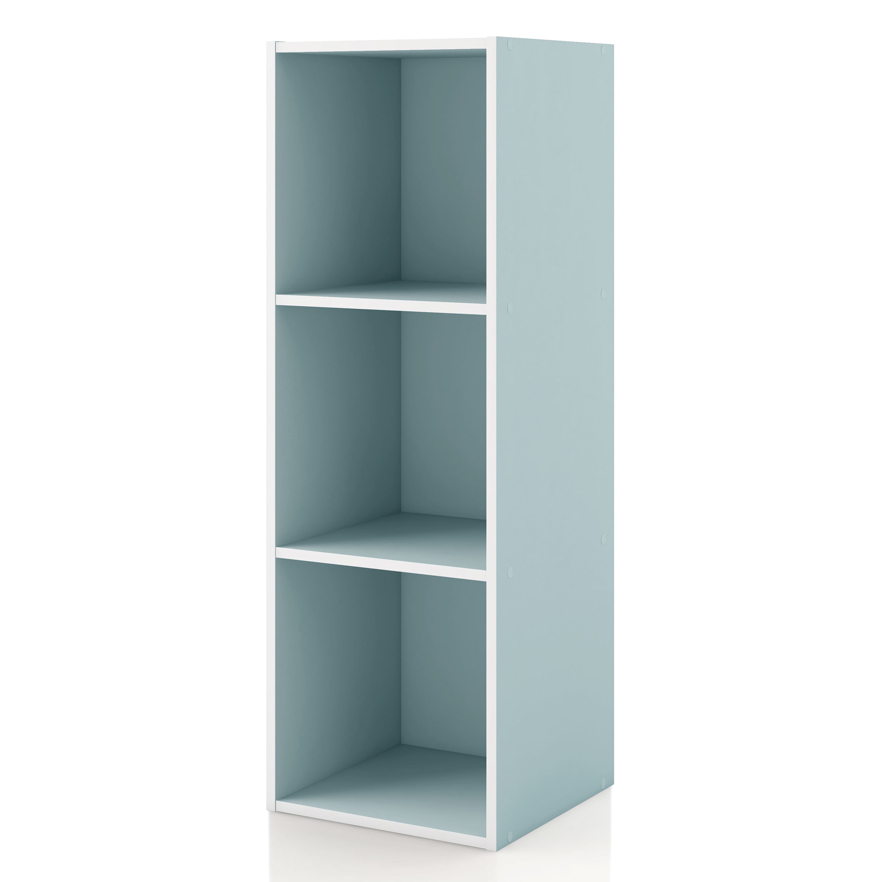 Light Blue Stackable 3-Cube Wood Bookcase for Kids