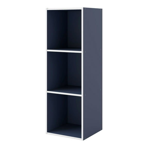 Furniture of America Brooks Stackable 3-Cube Wood Steel Blue Bookcase