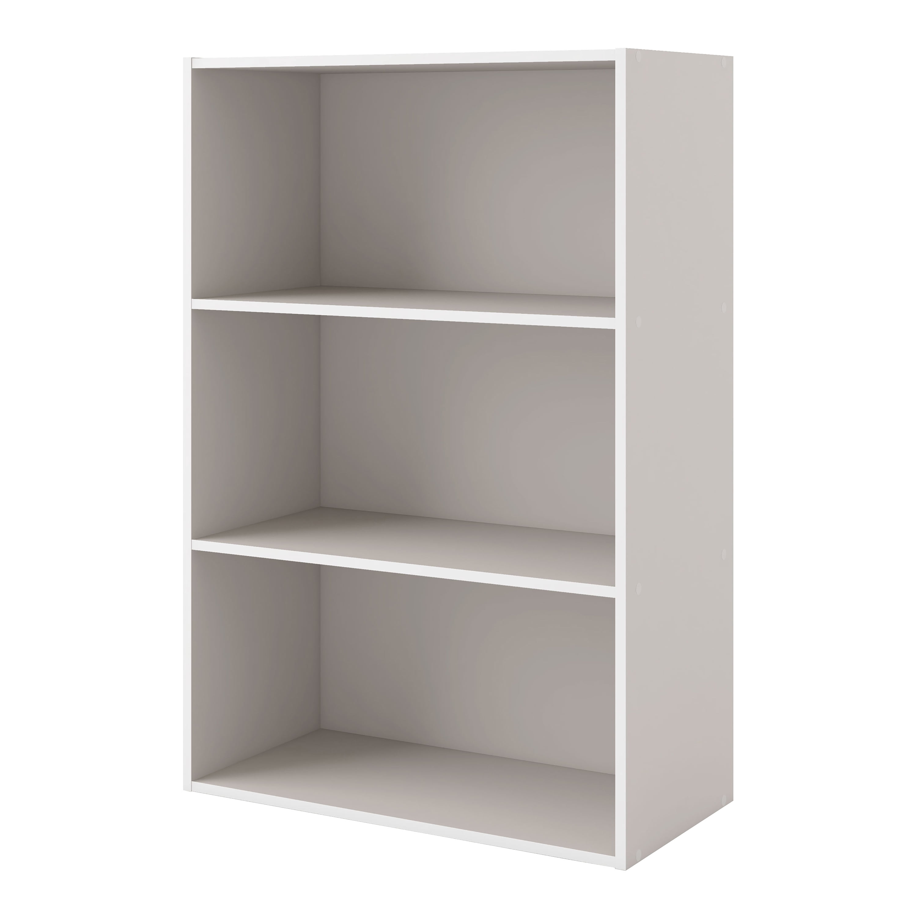 Quincy Light Gray Composite 3-Shelf Stackable Modular Bookcase