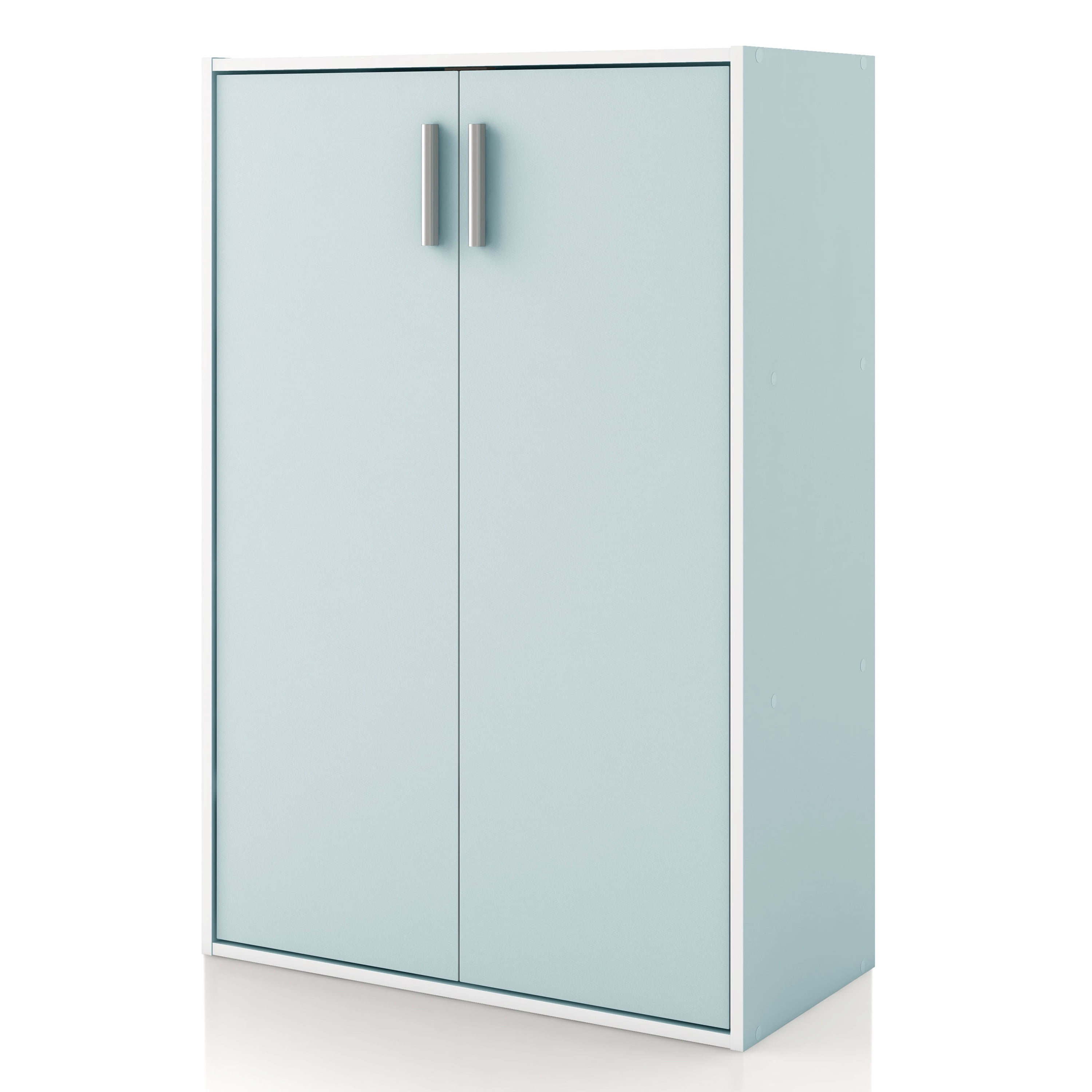 Light Blue Stackable Wood Kids Cabinet with Doors