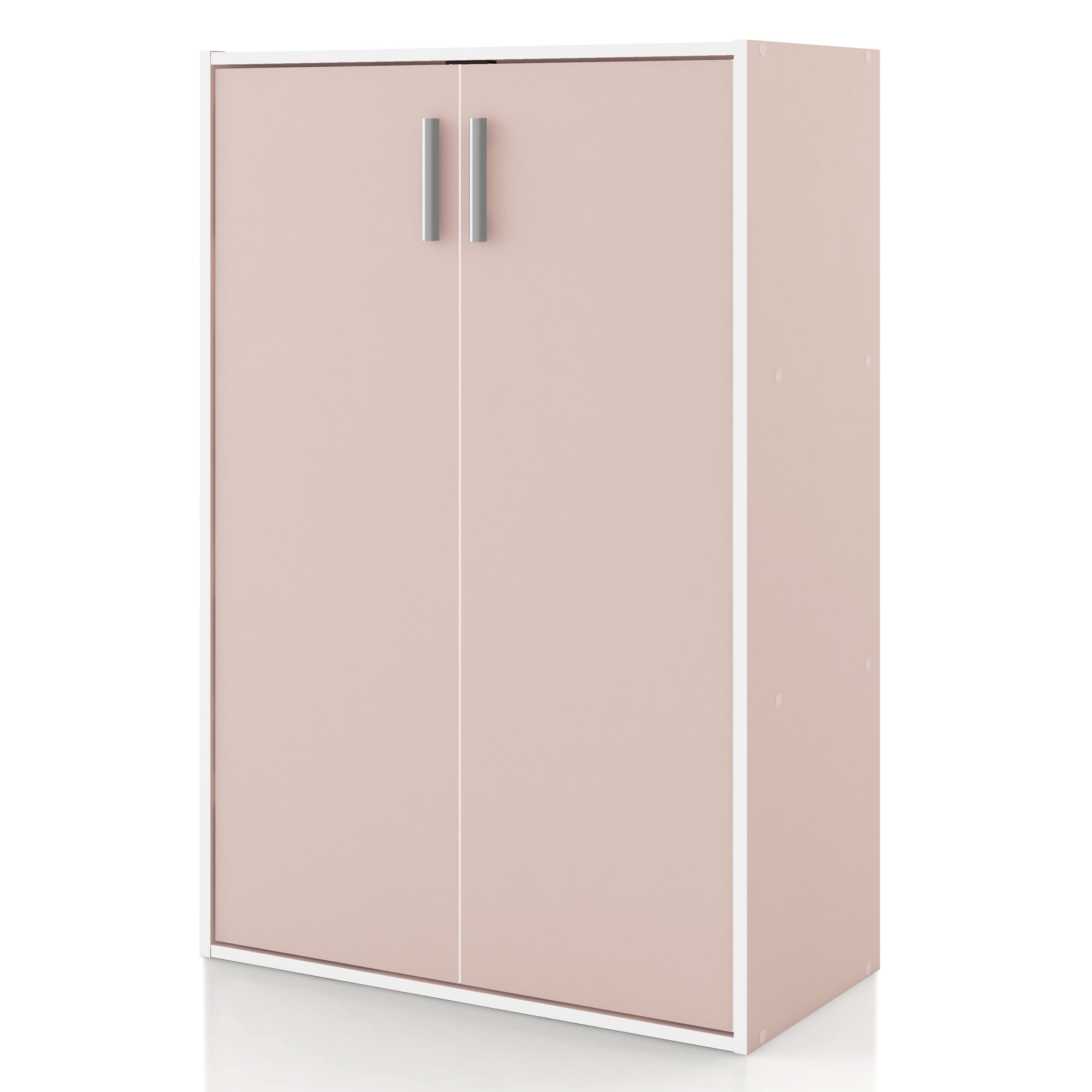 Furniture of America Brooks Stackable 3-Tier Wood Light Pink Kids Cabinet with Door