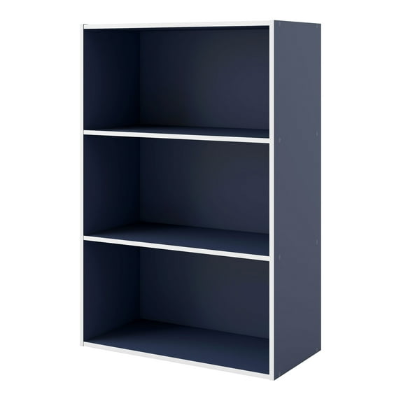 Furniture of America Brooks Stackable 3-Tier Wood Steel Blue Bookcase