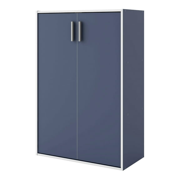 Furniture of America Brooks Stackable 3-Tier Wood Steel Blue Cabinet with Door