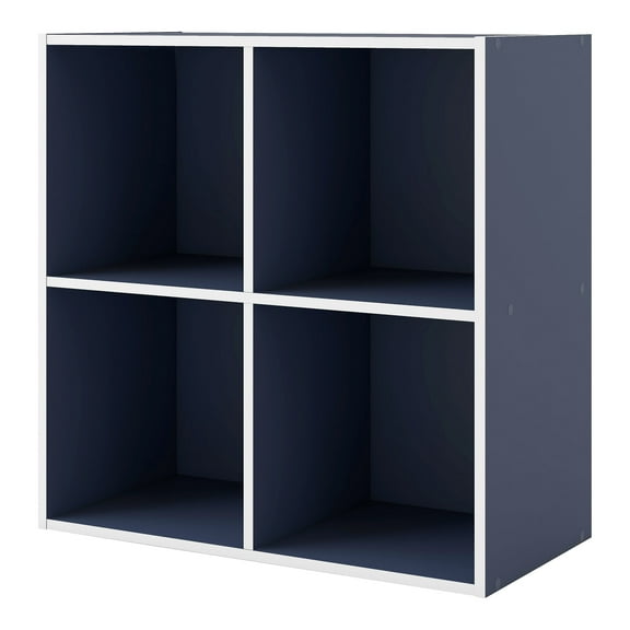 Furniture of America Brooks Stackable 4-Cube Wood Steel Blue Bookcase