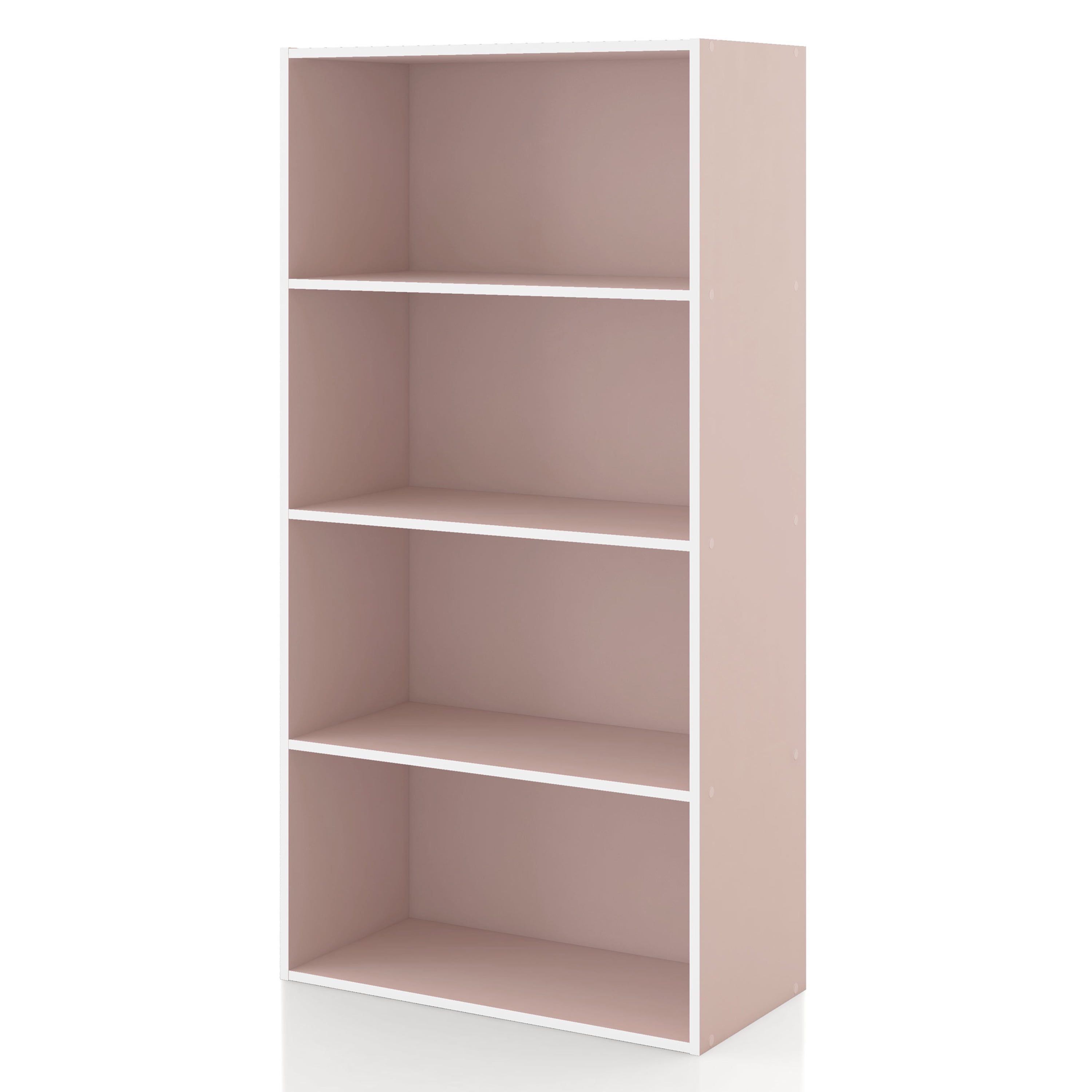 Light Pink Stackable 4-Tier Wood Cube Bookcase for Kids
