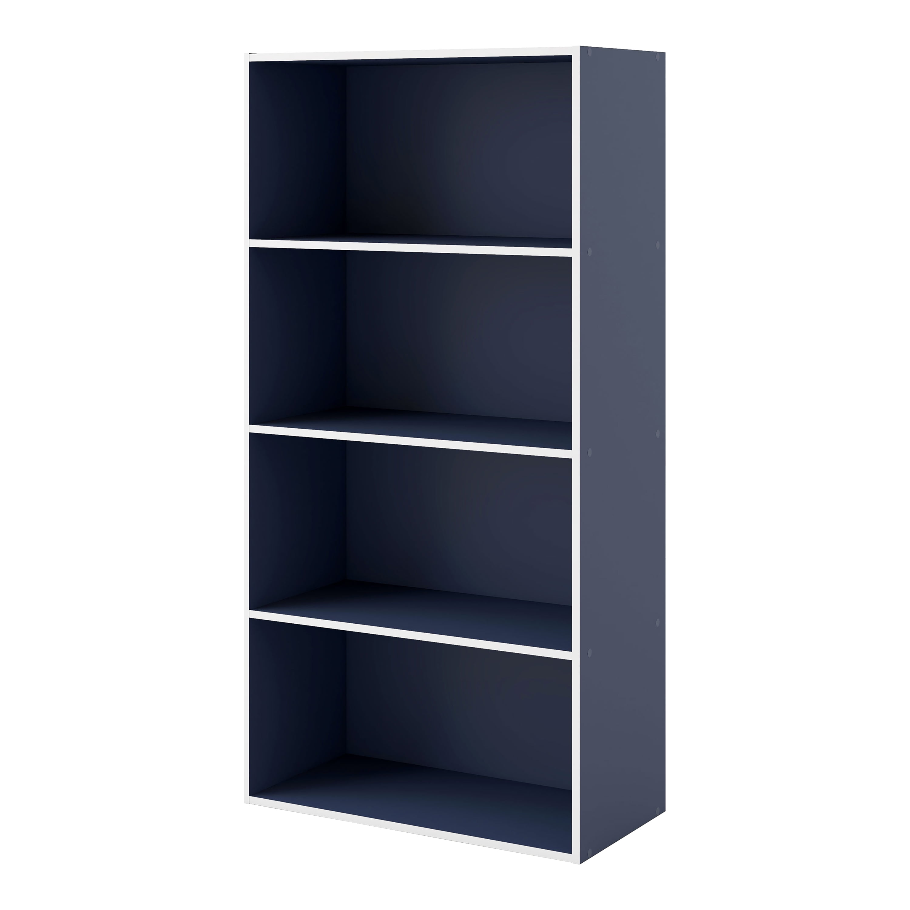 Quincy Steel Blue Composite 4-Tier Stackable Cube Bookcase